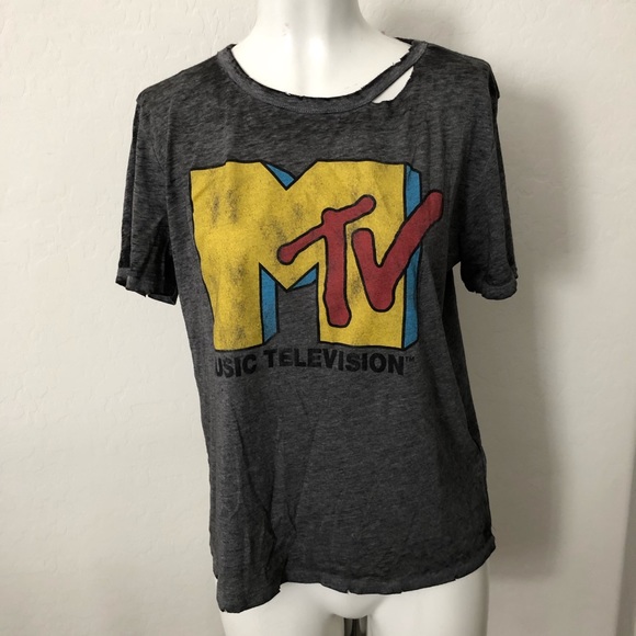 Hollister Mtv Grey Burnout Shirt Ls49 